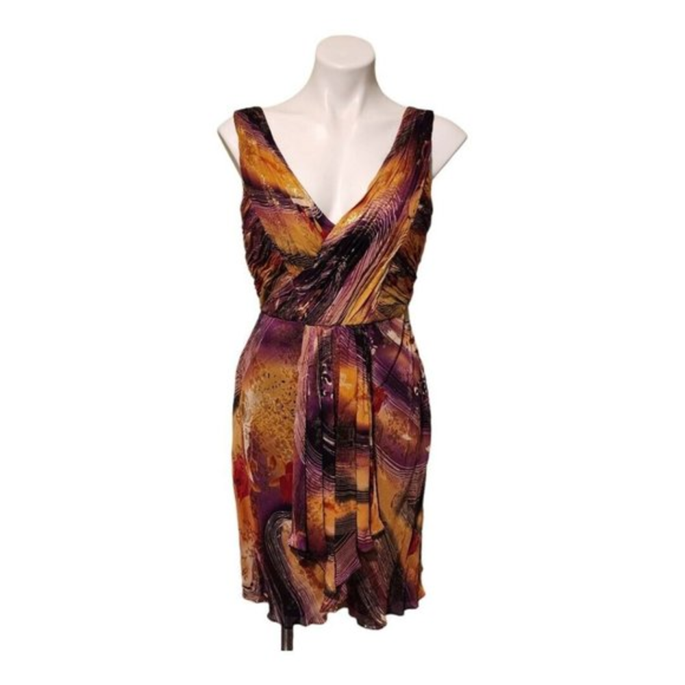 OC By Olga Cassini Women's Multi-Color‎ Shimmer V Neck Sleeveless Sz 8 Dress